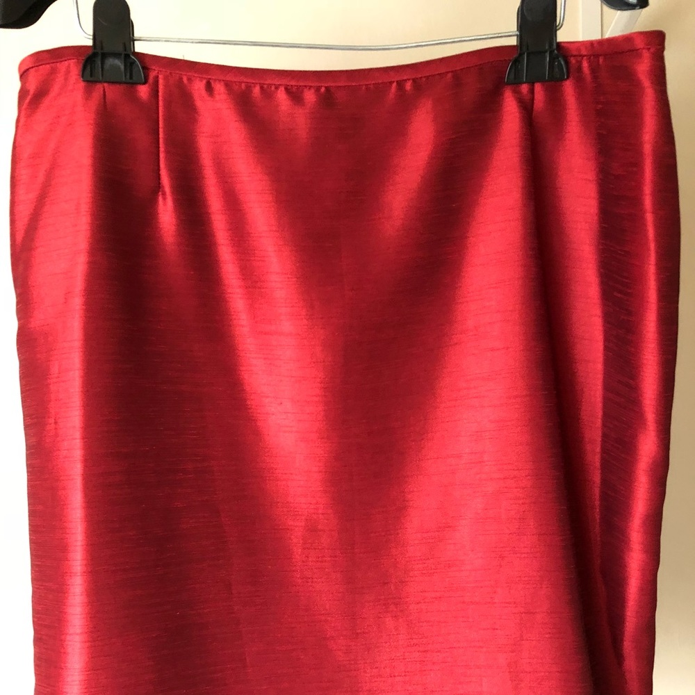 Bold red business skirt - sheen shine
